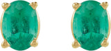 14K Gold Natural Emerald Oval 4-Prong Lightweight Stud Earrings - Yellow Gold - view 5