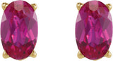 14K Gold Lab-Grown Ruby Oval 4-Prong Lightweight Stud Earrings - Yellow Gold - view 5