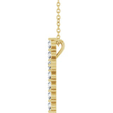 14K Gold Round Lab-Grown Diamond Accented Cross Necklace or Pendant – 1.8-2.4mm Stones - Yellow Gold - view 9