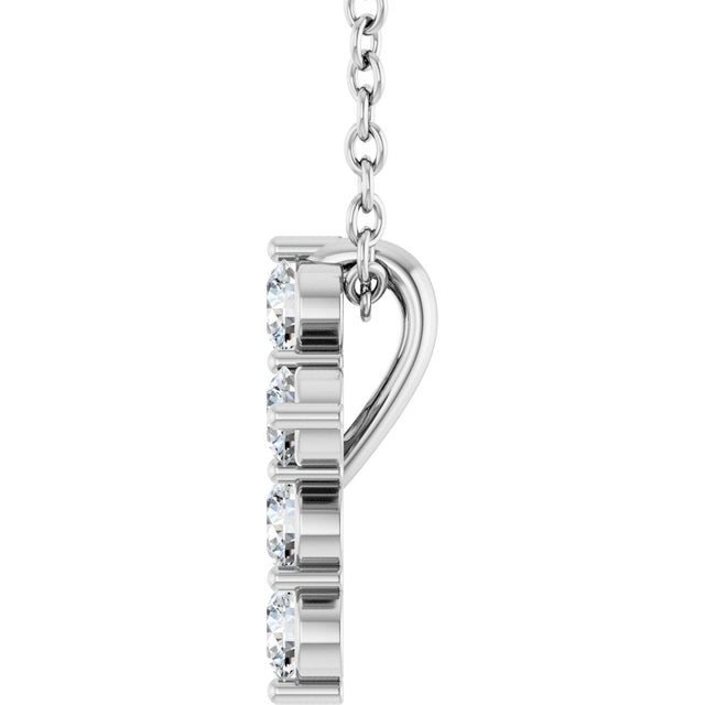 Platinum Round Natural Diamond Accented Cross Necklace or Pendant – up to 1/6 CTW - view 9