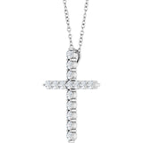 Platinum Round Natural Diamond Accented Cross Necklace or Pendant – up to 1/6 CTW - view 8