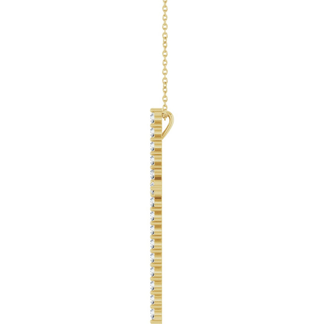 14K Gold Round Lab-Grown Diamond Accented Cross Necklace or Pendant – 1.8-2.4mm Stones - Yellow Gold - view 9