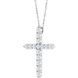 Platinum Round Natural Diamond Accented Cross Necklace or Pendant – up to 1/6 CTW - view 8