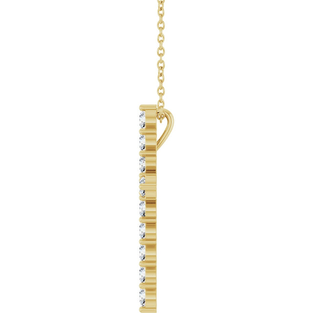 14K Gold Round Lab-Grown Diamond Accented Cross Necklace or Pendant – 1.8-2.4mm Stones - Yellow Gold - view 9