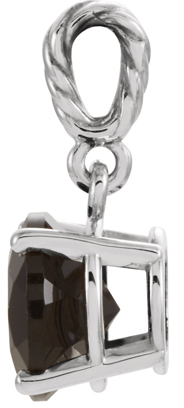 14K Gold Round Natural Black Onyx Rope Pendant - White Gold - view 2