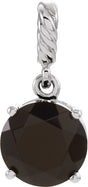 14K Gold Round Natural Black Onyx Rope Pendant - White Gold