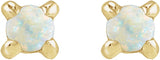 14K Gold Natural White Opal Round Rose-Cut 4-Prong Claw Stud Earrings - Yellow Gold - view 5