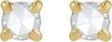 14K Gold Natural Diamond Round Rose-Cut 4-Prong Claw Stud Earrings - Yellow Gold - view 5