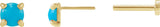 14K Gold Natural Turquoise Round Rose-Cut 4-Prong Claw Stud Earrings - Yellow Gold - view 6