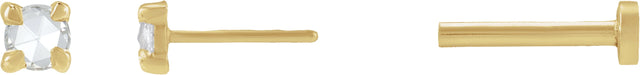 14K Gold Natural Diamond Round Rose-Cut 4-Prong Claw Stud Earrings - Yellow Gold - view 6