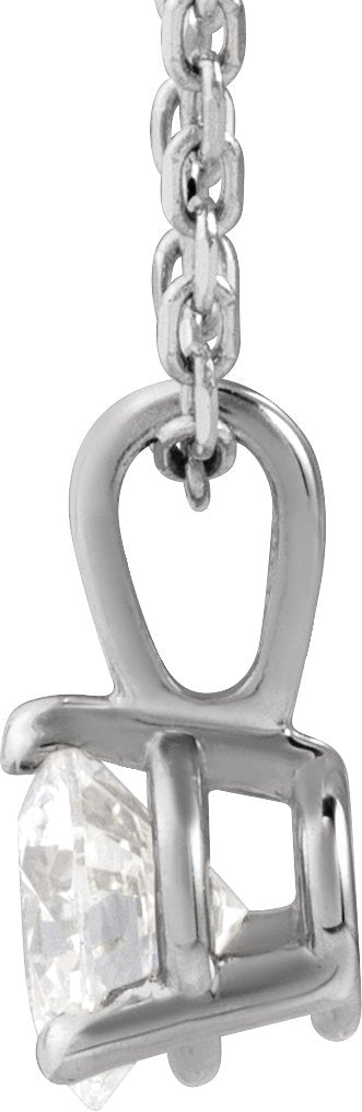 14K Gold Round Lab-Grown Diamond Solitaire Necklace or Pendant - White Gold - view 6