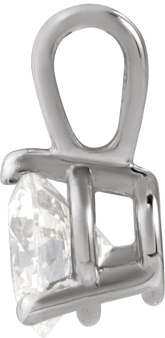 14K Gold Round Lab-Grown Diamond Solitaire Necklace or Pendant - White Gold - view 6