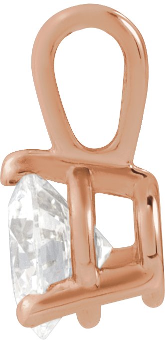 14K Gold Round Natural Diamond Solitaire Necklace or Pendant - Rose Gold - view 6