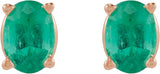 14K Gold Natural Emerald Oval 4-Prong Lightweight Stud Earrings - Rose Gold - view 5