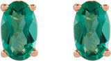 14K Gold Lab-Grown Emerald Oval 4-Prong Lightweight Stud Earrings - Rose Gold - view 5