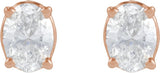 14K Gold Natural Diamond Oval 4-Prong Lightweight Stud Earrings - Rose Gold - view 5