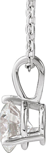 14K Gold Round Lab-Grown Diamond Solitaire Necklace or Pendant - White Gold - view 6
