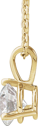 14K Gold Round Lab-Grown Diamond Solitaire Necklace or Pendant - Yellow Gold - view 6