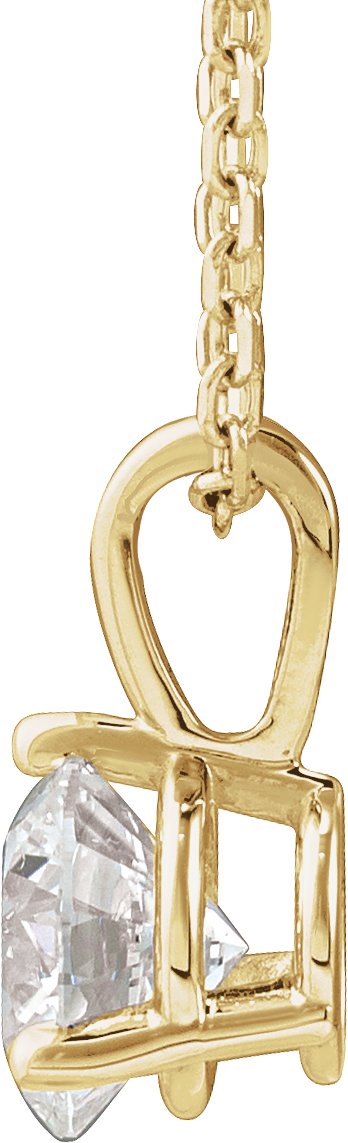 14K Gold Round Lab-Grown Diamond Solitaire Necklace or Pendant - Yellow Gold - view 6