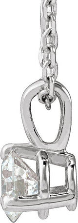 14K Gold Round Natural Diamond Solitaire Necklace or Pendant - White Gold - view 6