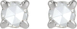 14K Gold Natural Diamond Round Rose-Cut 4-Prong Claw Stud Earrings - White Gold - view 5