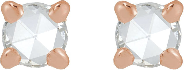 14K Gold Natural Diamond Round Rose-Cut 4-Prong Claw Stud Earrings - Rose Gold - view 5