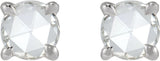 14K Gold Natural Diamond Round Rose-Cut 4-Prong Claw Stud Earrings - White Gold - view 5