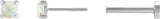 14K Gold Natural White Opal Round Rose-Cut 4-Prong Claw Stud Earrings - White Gold - view 6