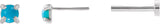 14K Gold Natural Turquoise Round Rose-Cut 4-Prong Claw Stud Earrings - White Gold - view 6