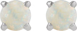 14K Gold Natural White Opal Round Rose-Cut 4-Prong Claw Stud Earrings - White Gold - view 5