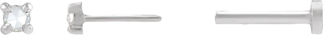 14K Gold Natural Diamond Round Rose-Cut 4-Prong Claw Stud Earrings - White Gold - view 6
