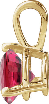 14K Gold Round Lab-Grown Ruby Solitaire Necklace or Pendant IV - Yellow Gold - view 6