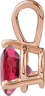 14K Gold Round Lab-Grown Ruby Solitaire Necklace or Pendant IV - Rose Gold - view 8