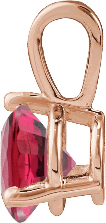 14K Gold Round Lab-Grown Ruby Solitaire Necklace or Pendant IV - Rose Gold - view 8