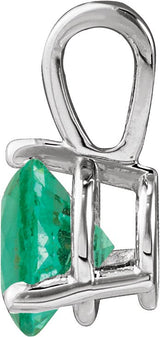 Platinum Round Lab-Grown Emerald Solitaire Necklace or Pendant IV - view 8