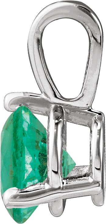 Platinum Round Lab-Grown Emerald Solitaire Necklace or Pendant IV - view 8