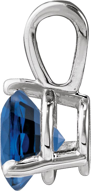 14K Gold Round Lab-Grown Blue Sapphire Solitaire Necklace or Pendant IV - White Gold - view 6
