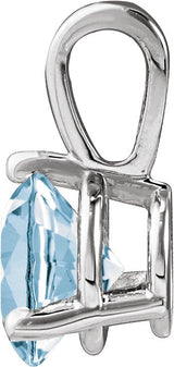 Platinum Round Lab-Grown Aqua Sapphire Solitaire Necklace or Pendant - view 8