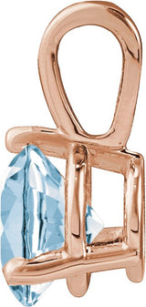 14K Gold Round Lab-Grown Aqua Sapphire Solitaire Necklace or Pendant - Rose Gold - view 8