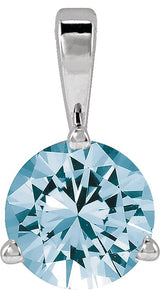 Platinum Round Lab-Grown Aqua Sapphire Solitaire Necklace or Pendant - view 7