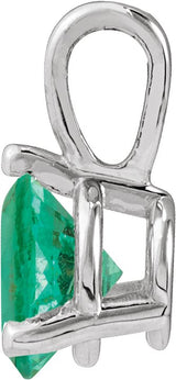 14K Gold Round Lab-Grown Emerald Solitaire Necklace or Pendant - White Gold - view 6