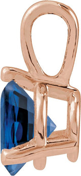 14K Gold Round Lab-Grown Blue Sapphire Solitaire Necklace or Pendant - Rose Gold - view 8
