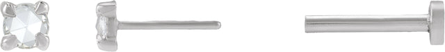 14K Gold Natural Diamond Round Rose-Cut 4-Prong Claw Stud Earrings - White Gold - view 6