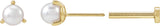 14K Gold Cultured White Seed Pearl Seed Pearl 3-Prong Stud Earrings - Yellow Gold - view 2
