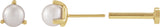 14K Gold Cultured White Seed Pearl Seed Pearl 3-Prong Stud Earrings - Yellow Gold - view 2