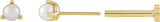 14K Gold Cultured White Seed Pearl Seed Pearl 3-Prong Stud Earrings - Yellow Gold - view 2