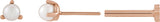 14K Gold Cultured White Seed Pearl Seed Pearl 3-Prong Stud Earrings - Rose Gold - view 2