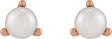 14K Gold Cultured White Seed Pearl Seed Pearl 3-Prong Stud Earrings - Rose Gold