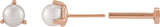 14K Gold Cultured White Seed Pearl Seed Pearl 3-Prong Stud Earrings - Rose Gold - view 2