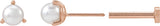 14K Gold Cultured White Seed Pearl Seed Pearl 3-Prong Stud Earrings - Rose Gold - view 2